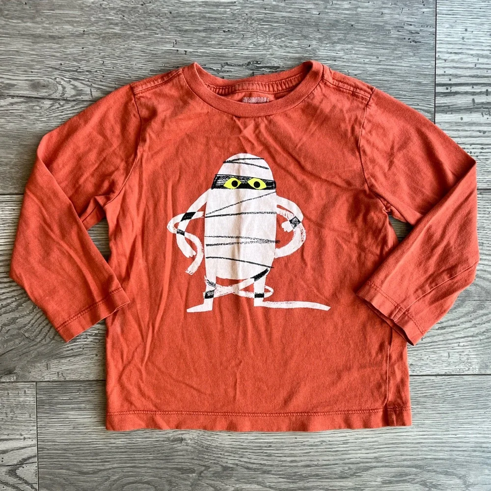 Gymboree Toddler Boy Halloween Mummy Long Sleeve Orange T-Shirt 2T